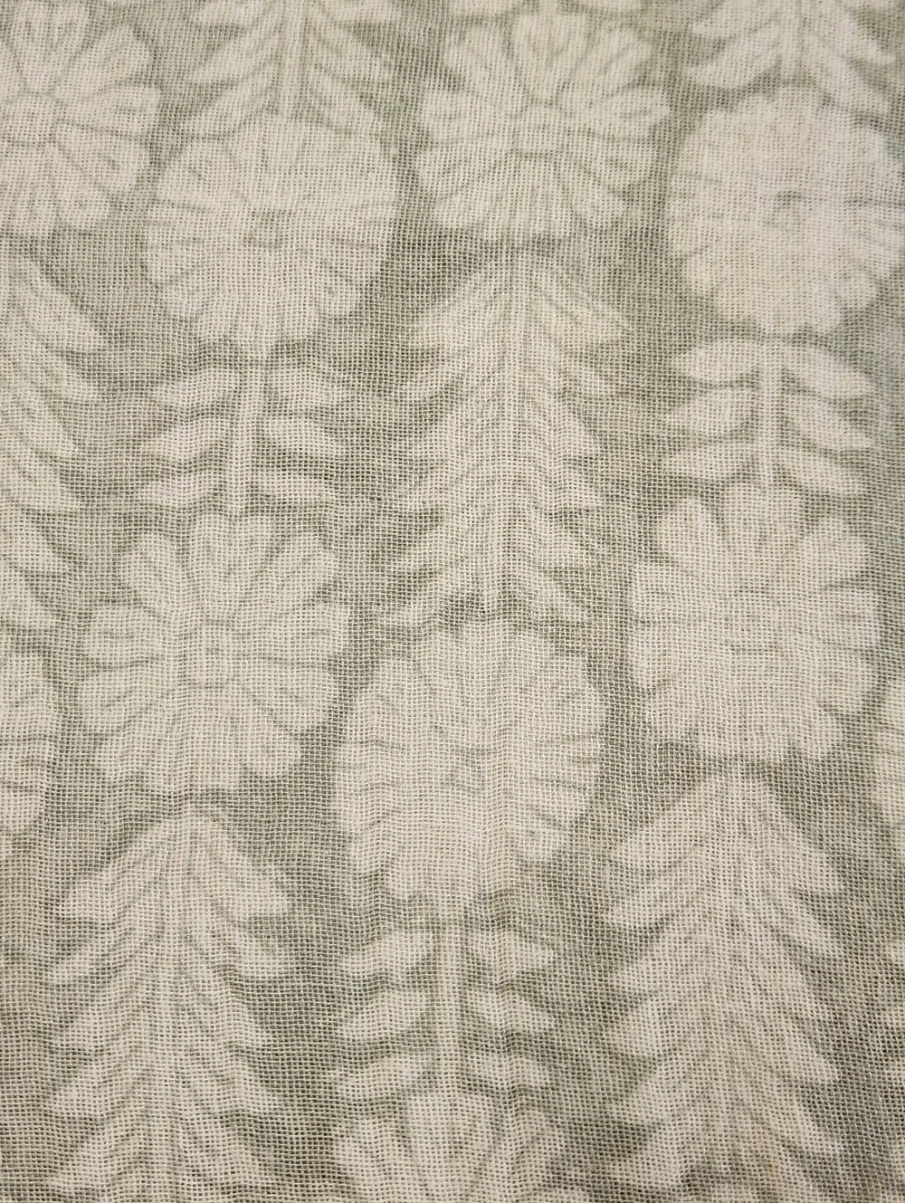 Pottery Barn Teen Hiri Floral Gauze Flat Sheet Twin XL Sage Scandinavian Folk